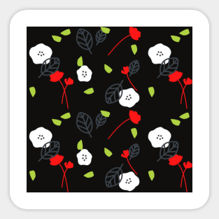 Floral red and white pattern Sticker